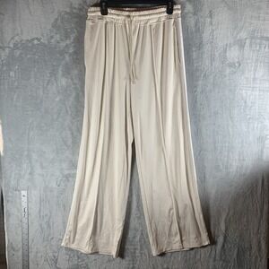 Cotton On Body Women's Track Pants M Wide Leg Drawstring Pockets Cream Stripe